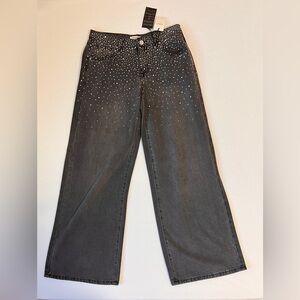Forever 21 jeans with rhinestone embellishments washed black Wide Leg Size 26